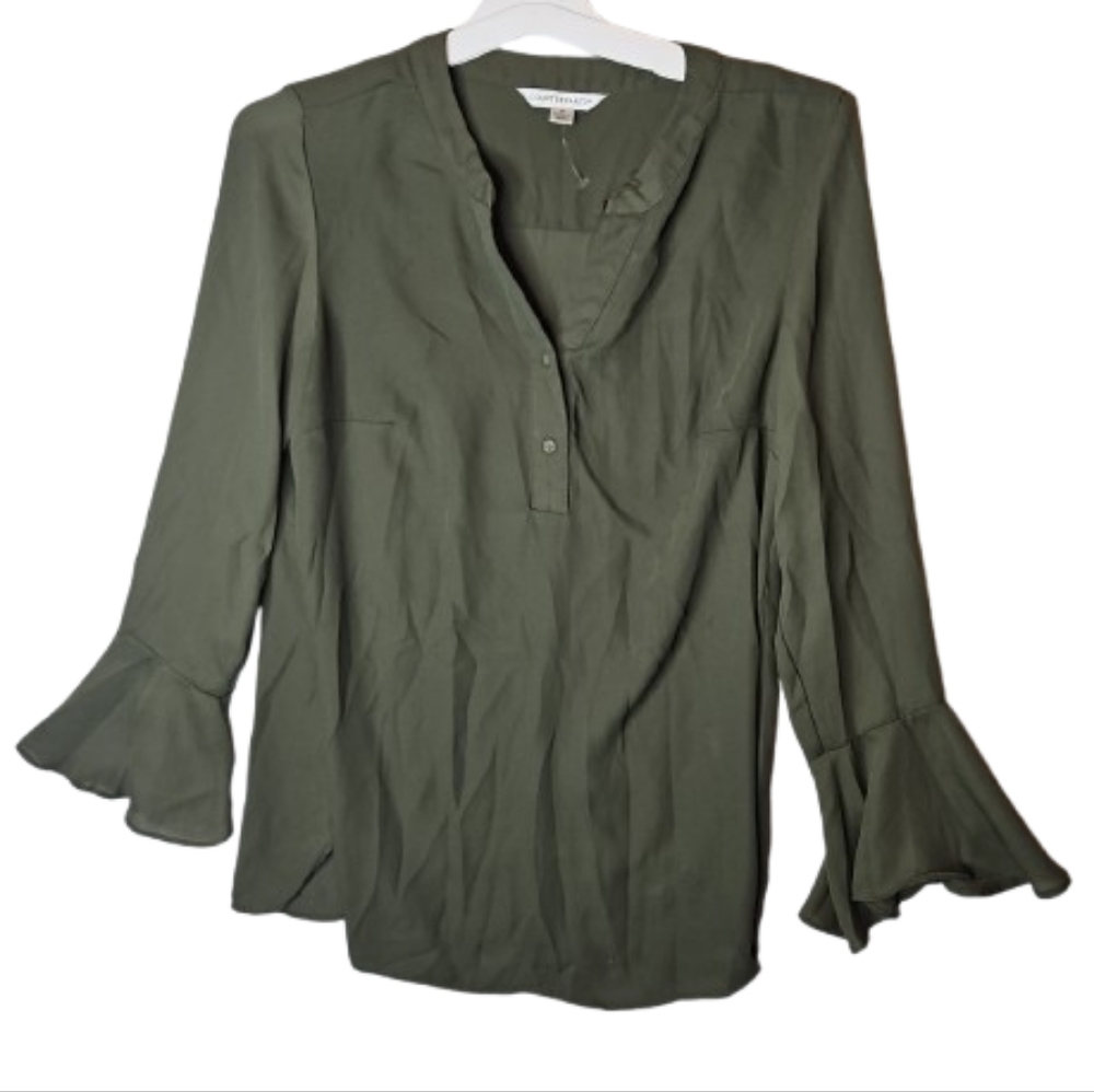 Counterparts Women’s Casual Long Sleeve PLeated Tunic with Bell Sleeve Small
